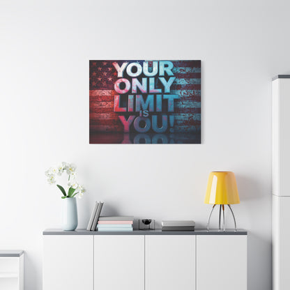 Your Only Limit Is You Canvas Wall Art - Motivational Vintage Flag Decor