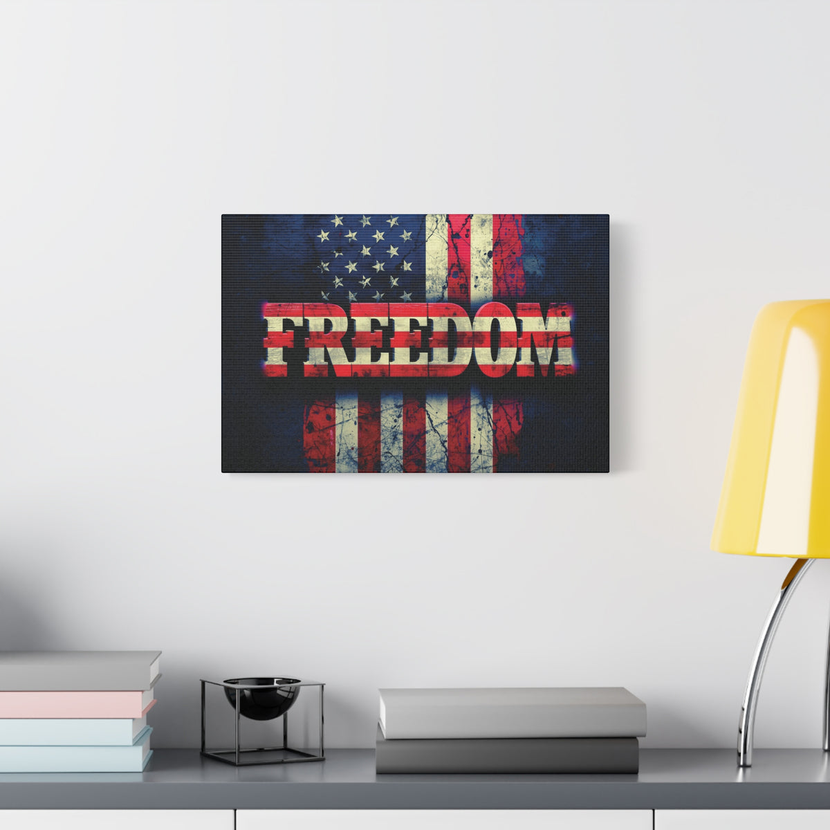 Freedom Canvas Wall Art - Patriotic Vintage American Flag - Gallery Wrapped - Red White Blue - 35 Sizes Available