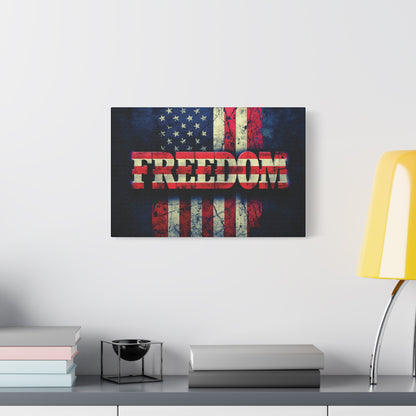 Freedom Canvas Wall Art - Patriotic Vintage American Flag - Gallery Wrapped - Red White Blue - 35 Sizes Available