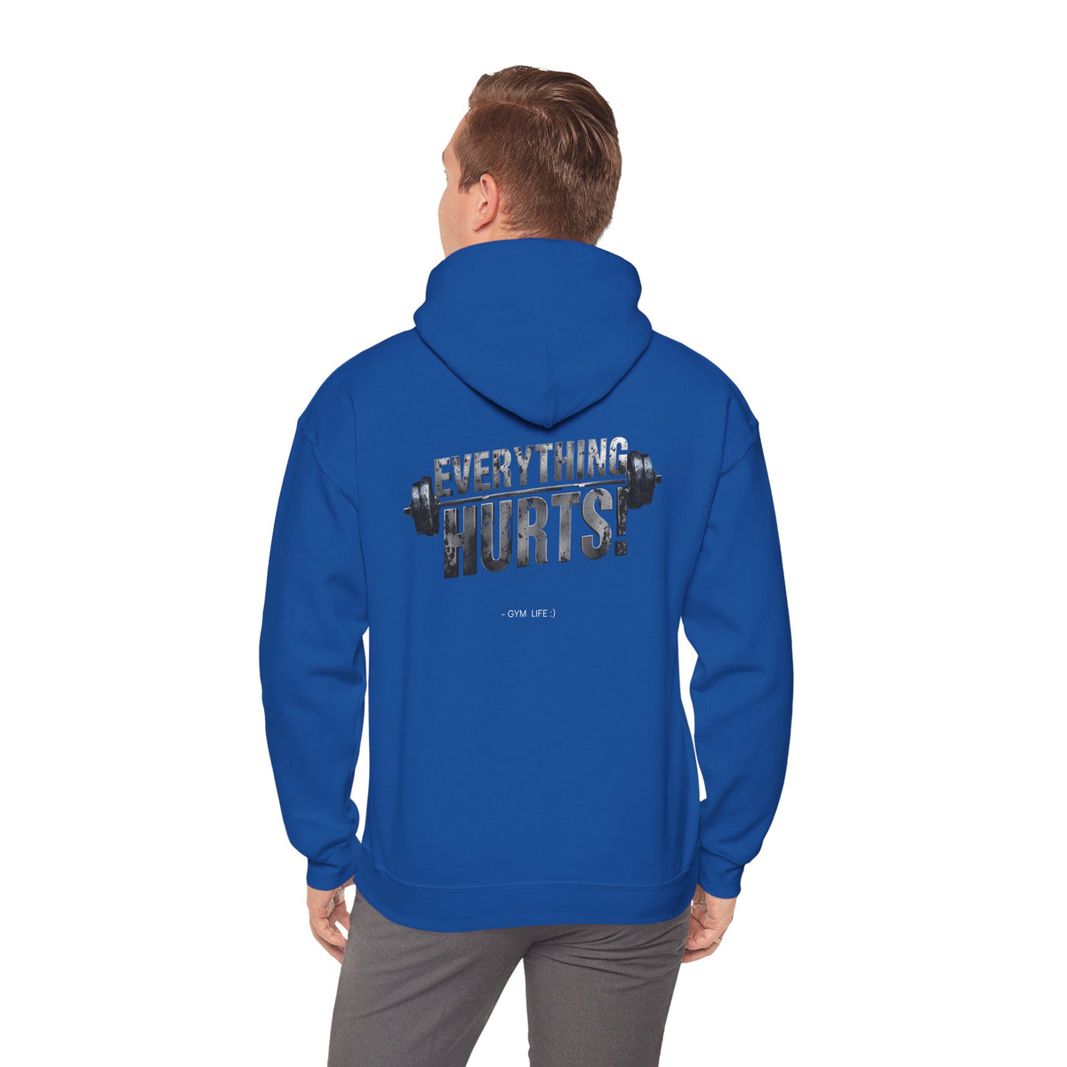 Everything Hurts! Gym Life Workout Hoodie - Funny Fitness Sweatshirt - Barbell Design - S-5XL