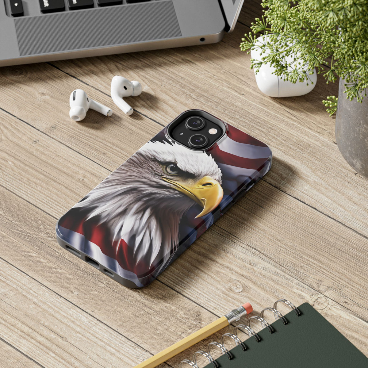 Patriotic - Bald Eagle - Phone Case - Tough Phone Case - American Flag Design - Gift for Veterans - National Holidays - Outdoor Adventures - Eagle Lover