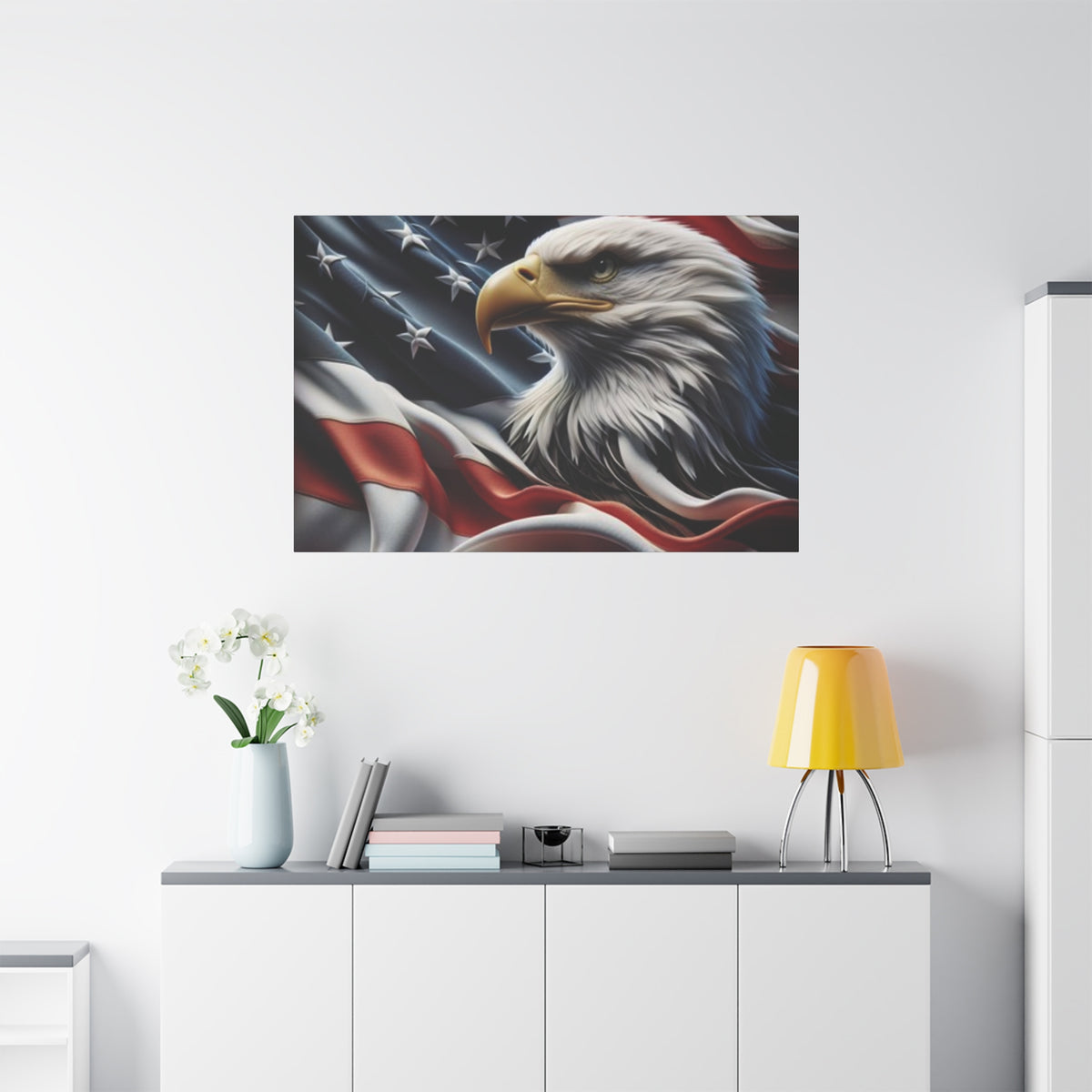 Patriotic Eagle Canvas Wall Art - American Flag Decor - Red White Blue - Gallery Wrapped - 27 Sizes - Veteran Gift