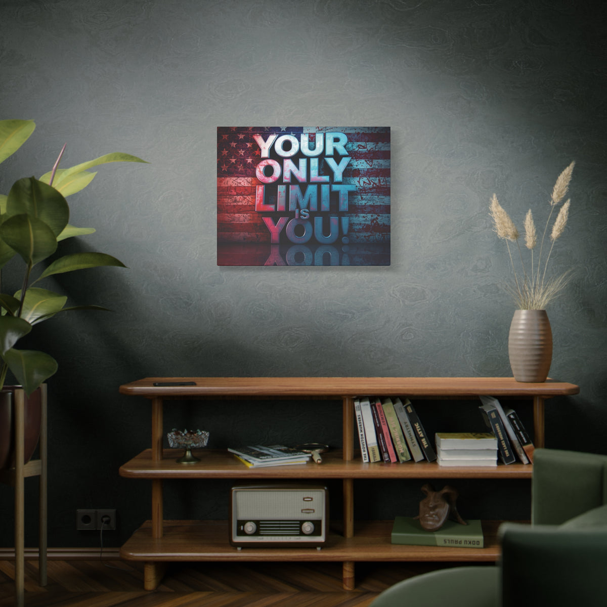 Your Only Limit Is You Canvas Wall Art - Motivational Vintage Flag Decor