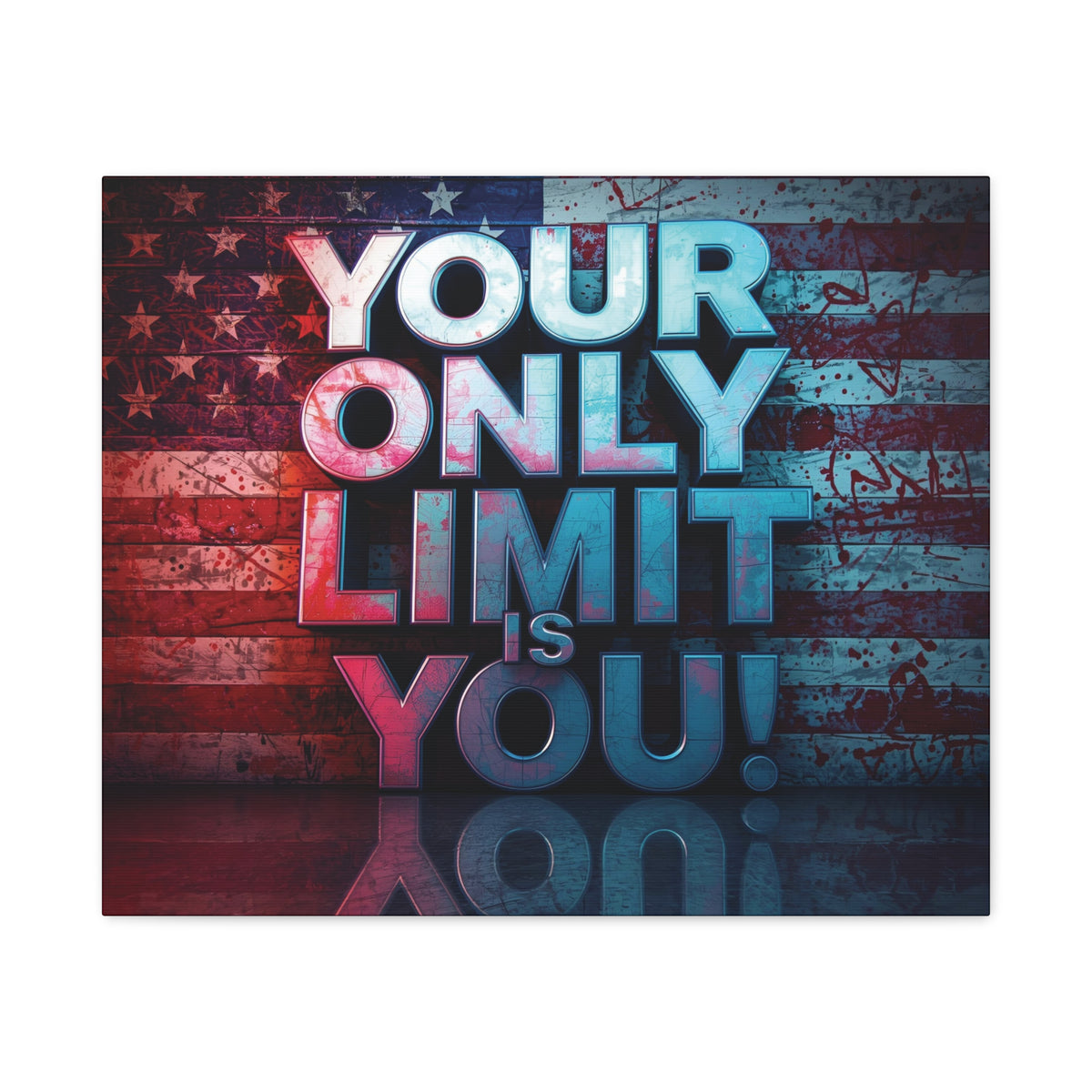 Your Only Limit Is You Canvas Wall Art - Motivational Vintage Flag Decor