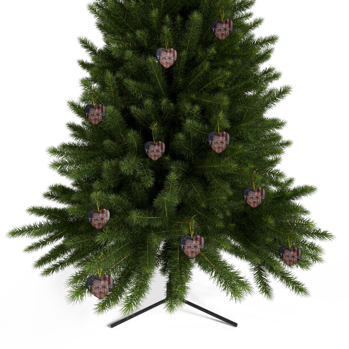 Patriotic Ceramic Ornaments - Charlie Kirk Inspired - This Is The Turning Point! - American Flag Backdrop