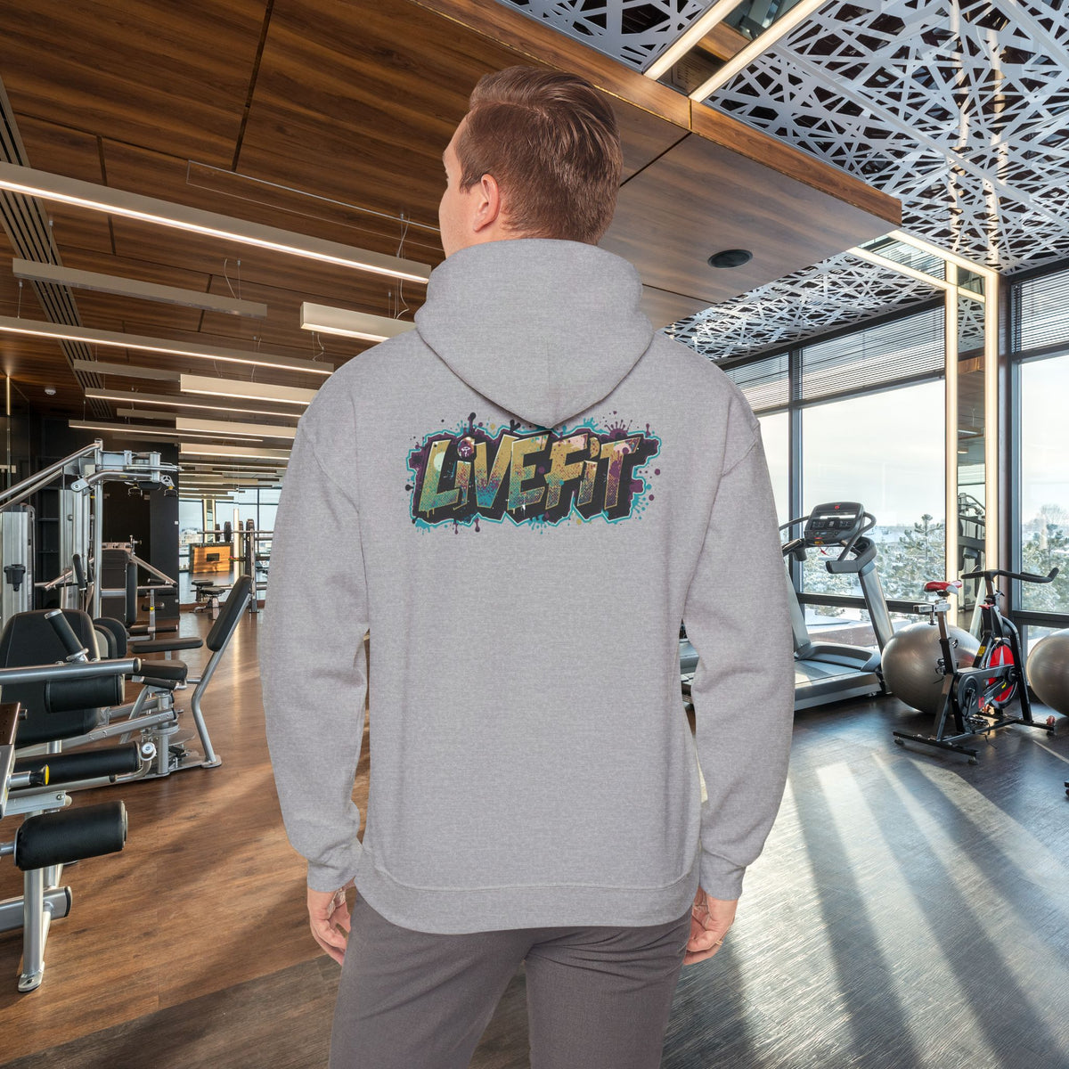 LIVE FIT Hoodie - Unisex Heavy Blend Sweatshirt - Fitness Gym Wear - Workout Apparel - S-5XL