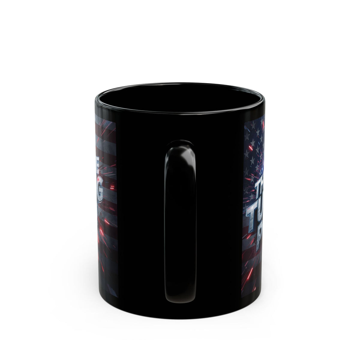 The Turning Point Black Ceramic Mug - Patriotic American Flag Design