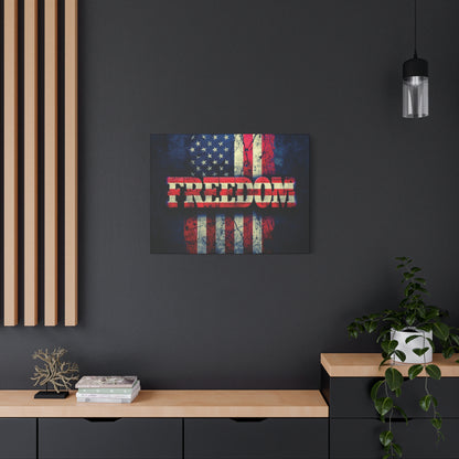 Freedom Canvas Wall Art - Patriotic Vintage American Flag - Gallery Wrapped - Red White Blue - 35 Sizes Available