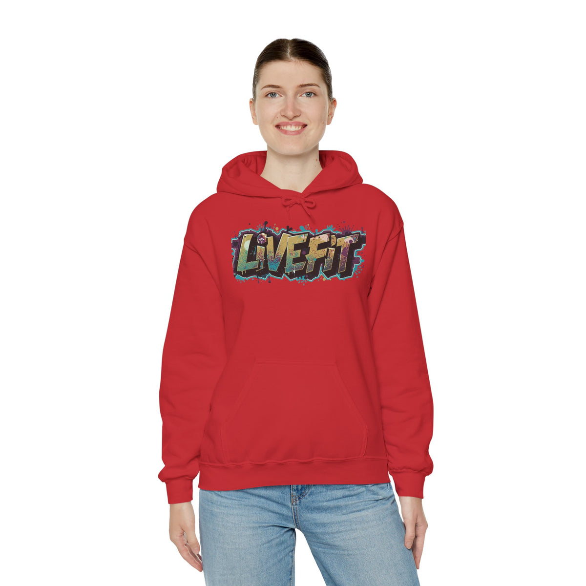 LIVE FIT Hoodie - Unisex Heavy Blend Sweatshirt - Fitness Gym Wear - Workout Apparel - S-5XL