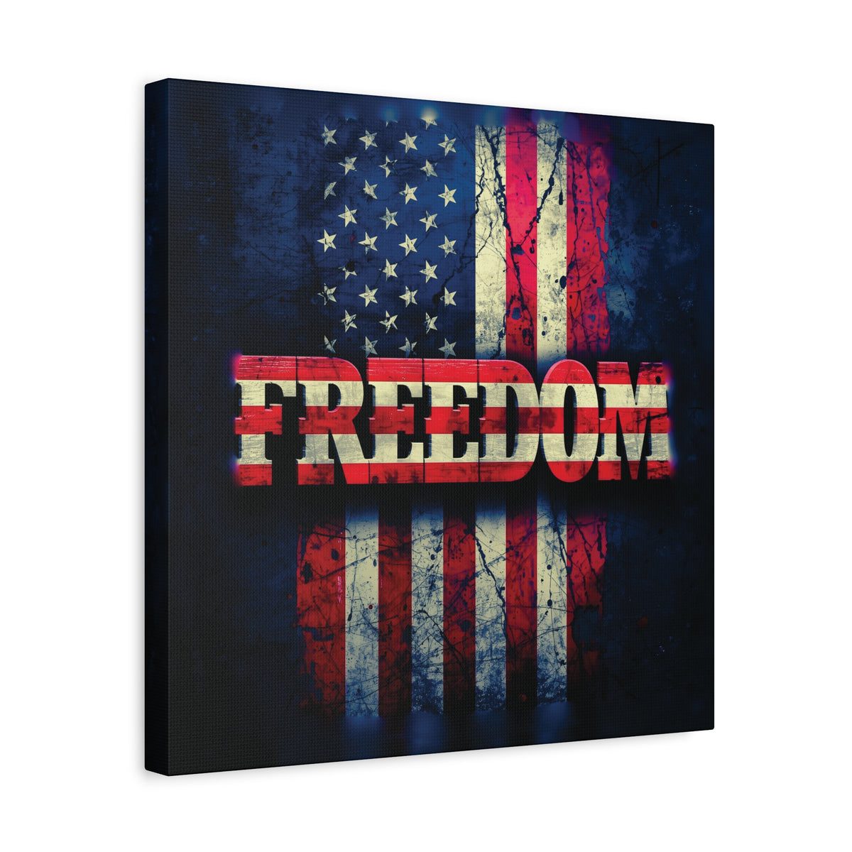 Freedom Canvas Wall Art - Patriotic Vintage American Flag - Gallery Wrapped - Red White Blue - 35 Sizes Available