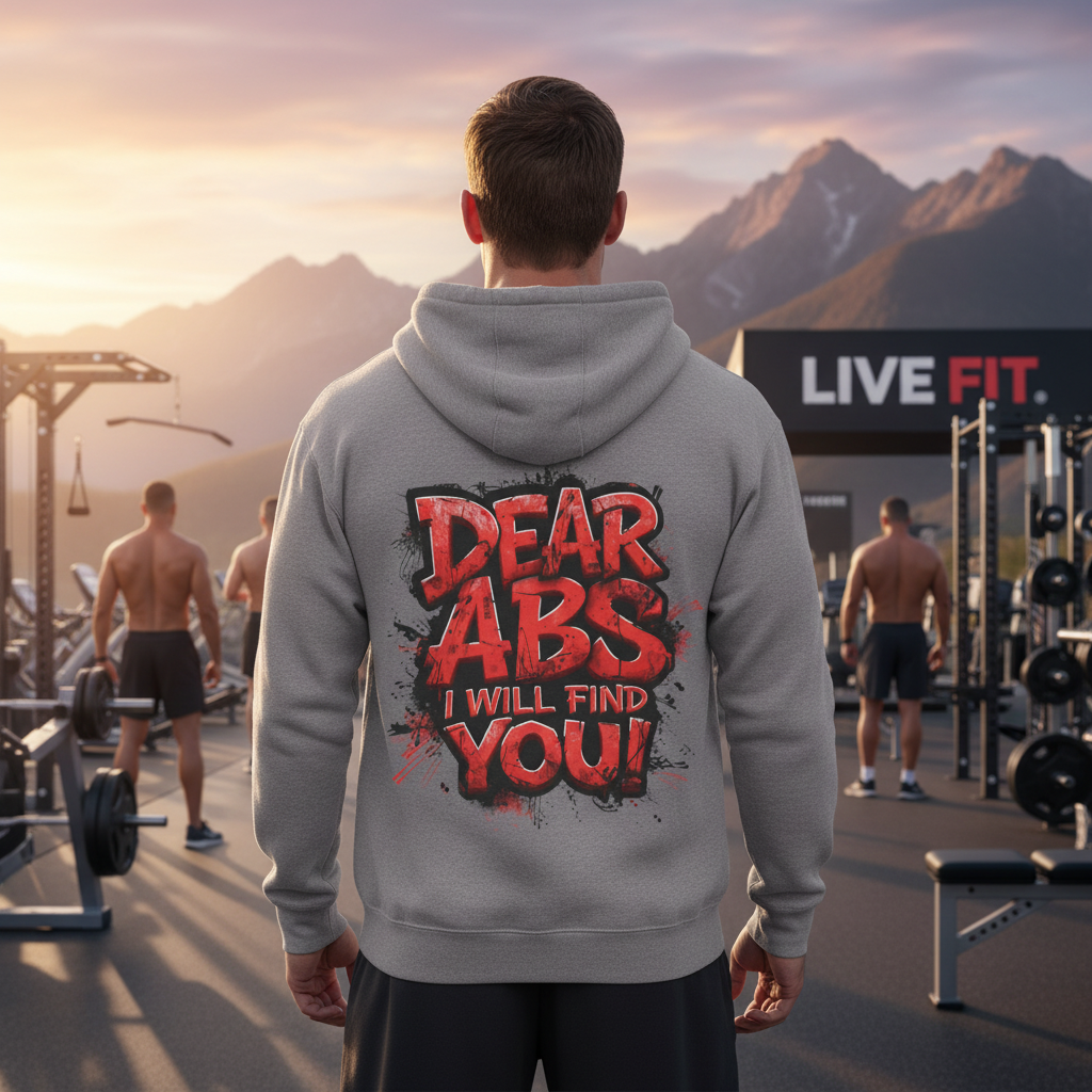 Dear Abs I Will Find You! - French Terry Hoodie - Funny Fitness Sweatshirt - Unisex S-5XL