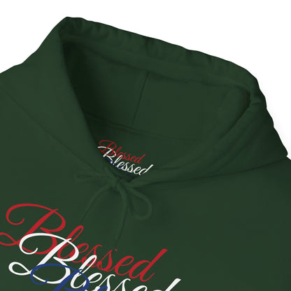 Blessed Hoodie - Patriotic Red White Blue - Unisex Pullover - Front & Back Print - S-5XL
