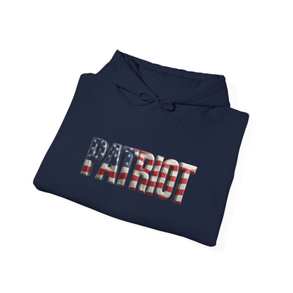 Patriot Flag Hoodie - American Flag Fill 'PATRIOT' Graphic Sweatshirt | Unisex Everyday Hoodie