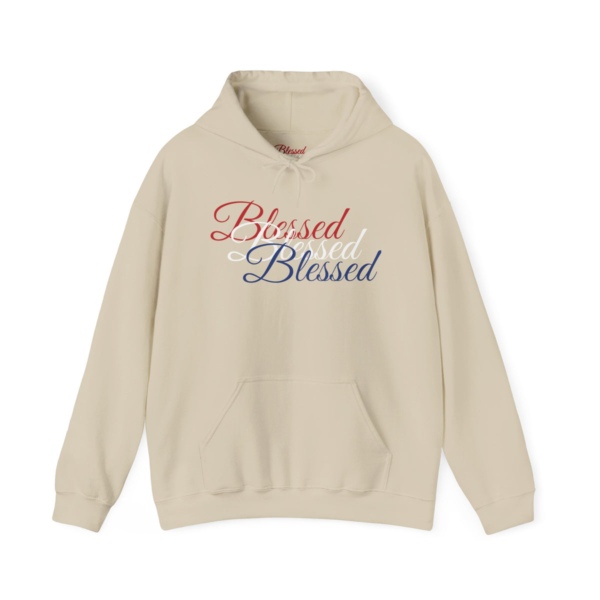 Blessed Hoodie - Patriotic Red White Blue - Unisex Pullover - Front & Back Print - S-5XL