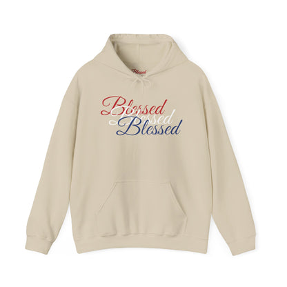 Blessed Hoodie - Patriotic Red White Blue - Unisex Pullover - Front & Back Print - S-5XL
