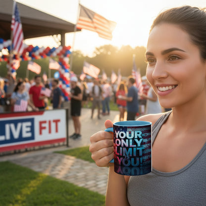 Your Only Limit Is You! Motivational Mug - American Flag - 11oz/15oz