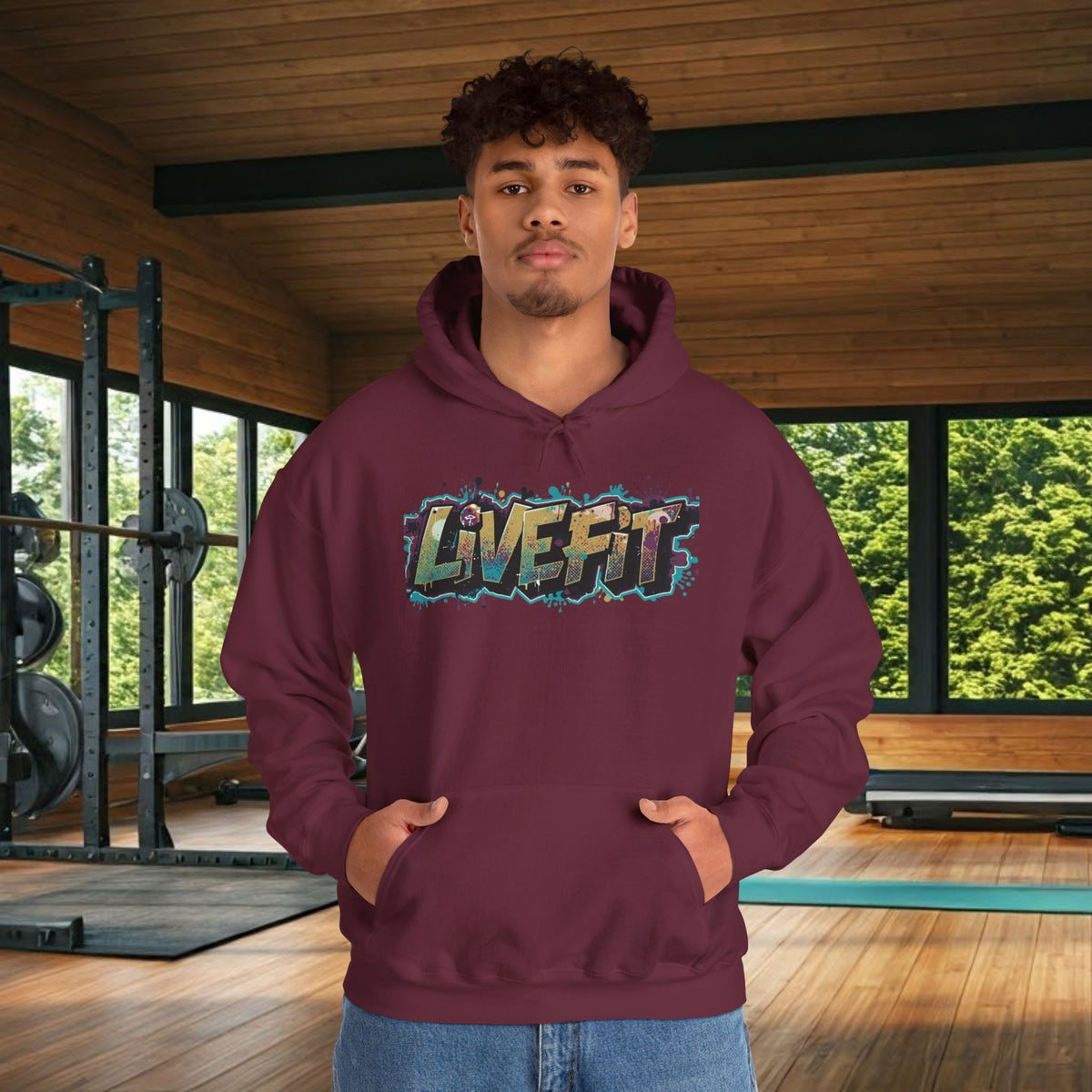 LIVE FIT Hoodie - Unisex Heavy Blend Sweatshirt - Fitness Gym Wear - Workout Apparel - S-5XL