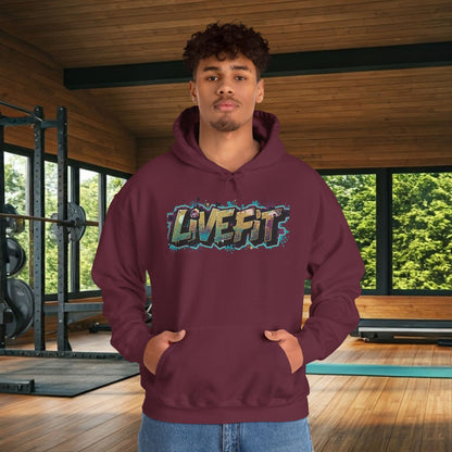 LIVE FIT Hoodie - Unisex Heavy Blend Sweatshirt - Fitness Gym Wear - Workout Apparel - S-5XL