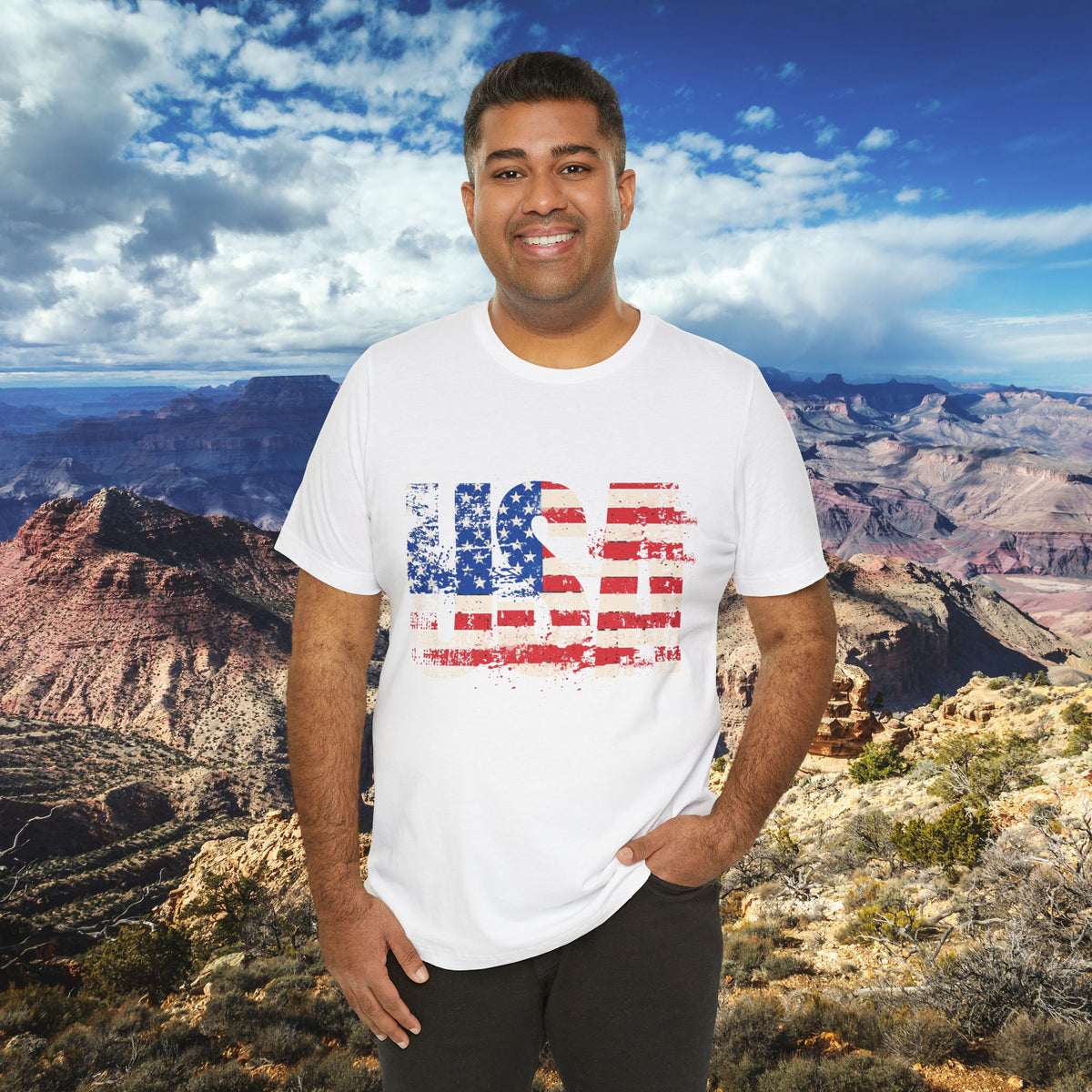 USA Red White Blue - American Flag T-Shirt - Patriotic Unisex Tee - S-3XL