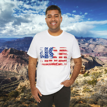 USA Red White Blue - American Flag T-Shirt - Patriotic Unisex Tee - S-3XL