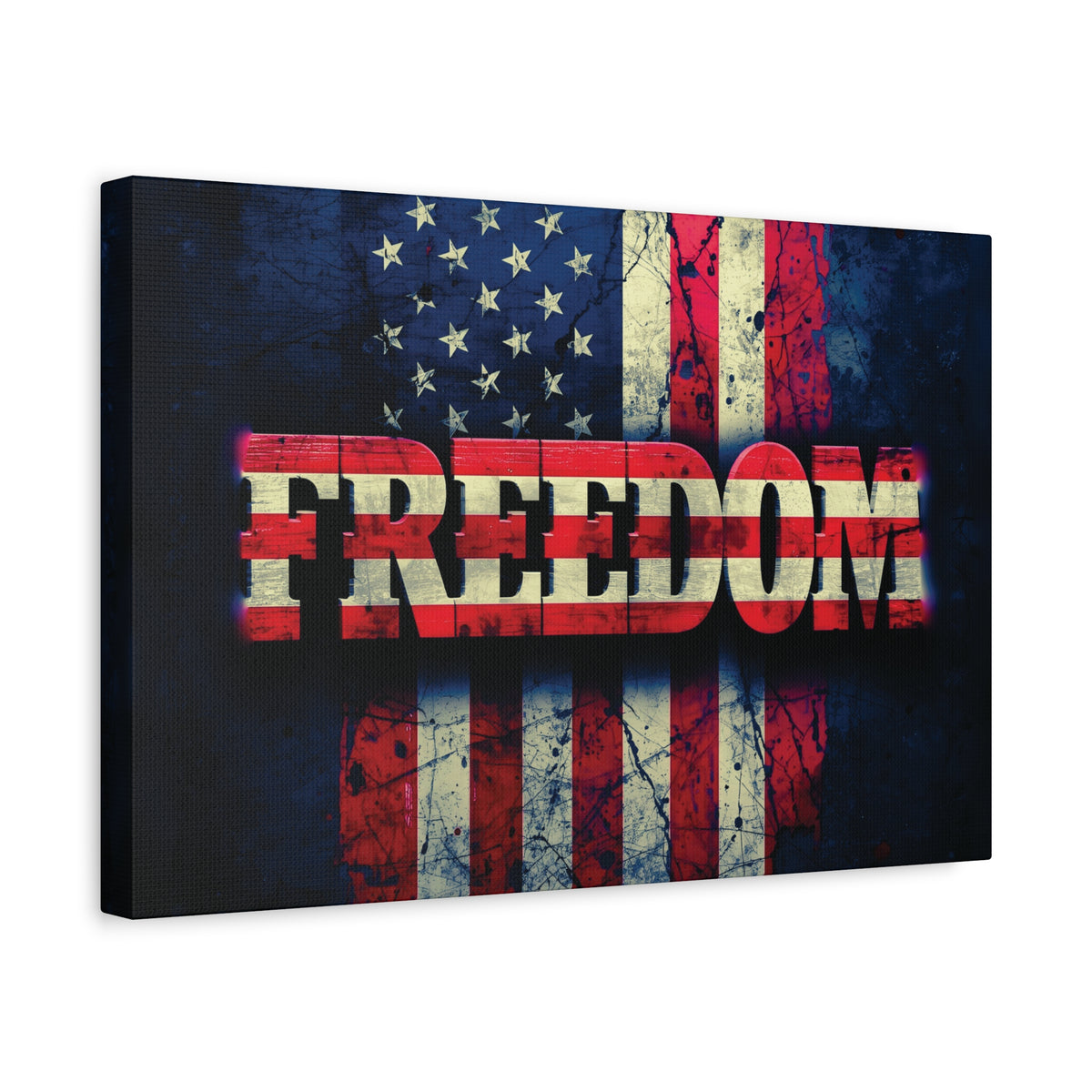 Freedom Canvas Wall Art - Patriotic Vintage American Flag - Gallery Wrapped - Red White Blue - 35 Sizes Available