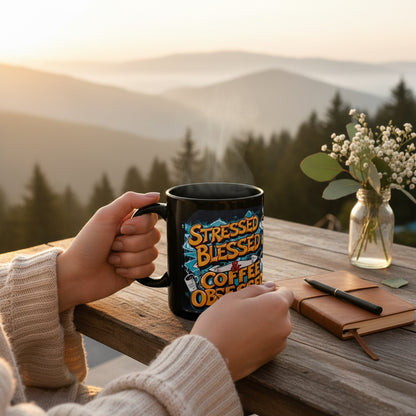 Stressed Blessed & Coffee Obsessed Travel Mug - Insulated - 11oz