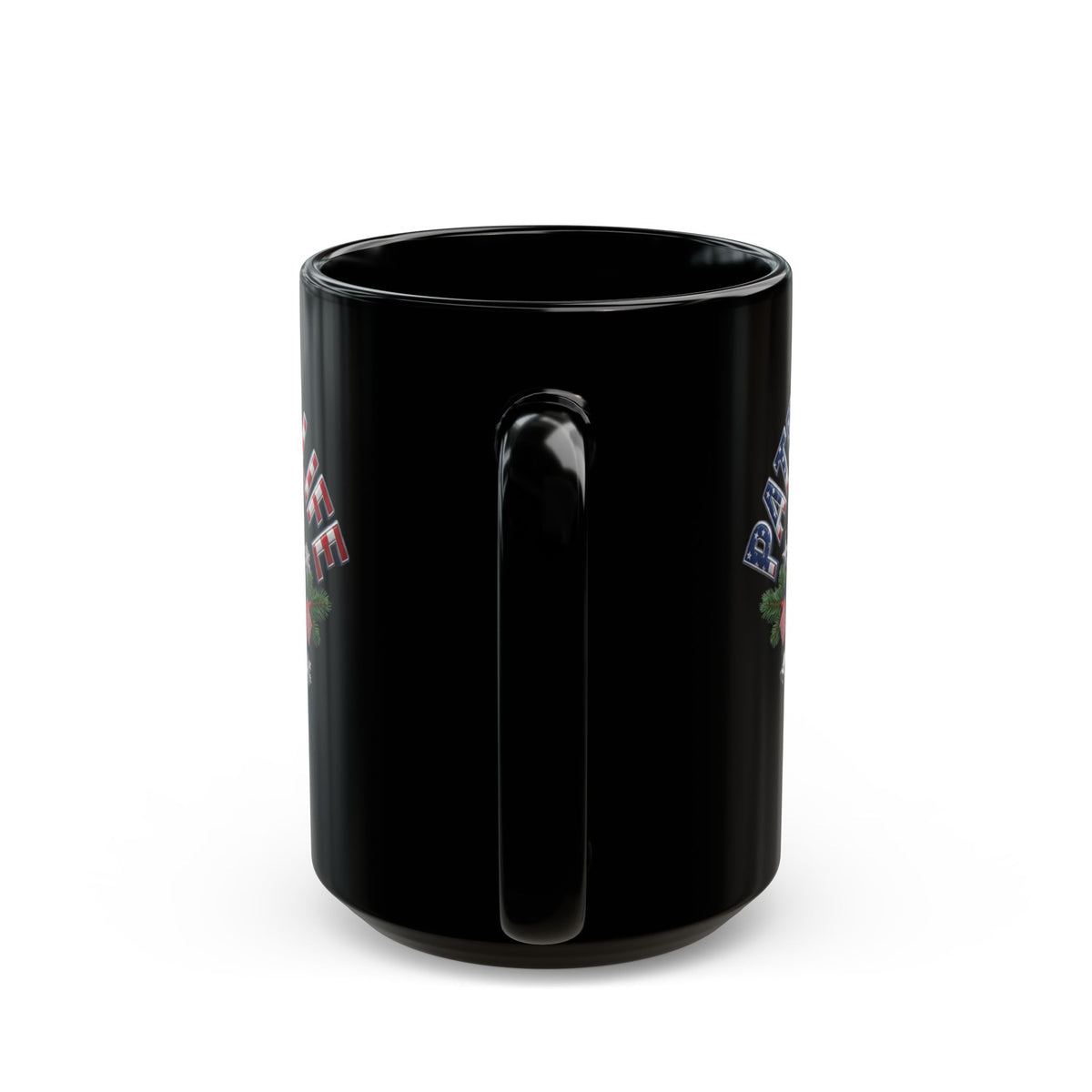 Patriot Fit Life Christmas Coffee Mug - Eagle Wreath with Flags, Lights & Stars Bow | 11oz & 15oz