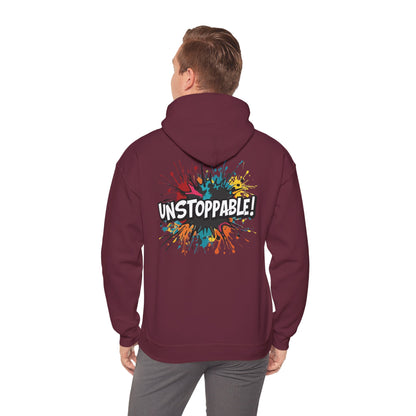 Unstoppable! Paint Splash Hoodie - Motivational Graphic Sweatshirt - Unisex Pullover - S-5XL