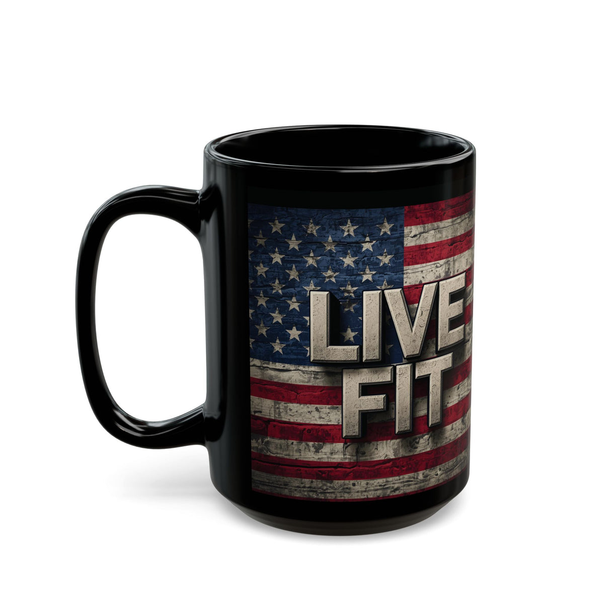 LIVE FIT Vintage American Flag Mug (11oz/15oz)