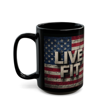 LIVE FIT Vintage American Flag Mug (11oz/15oz)