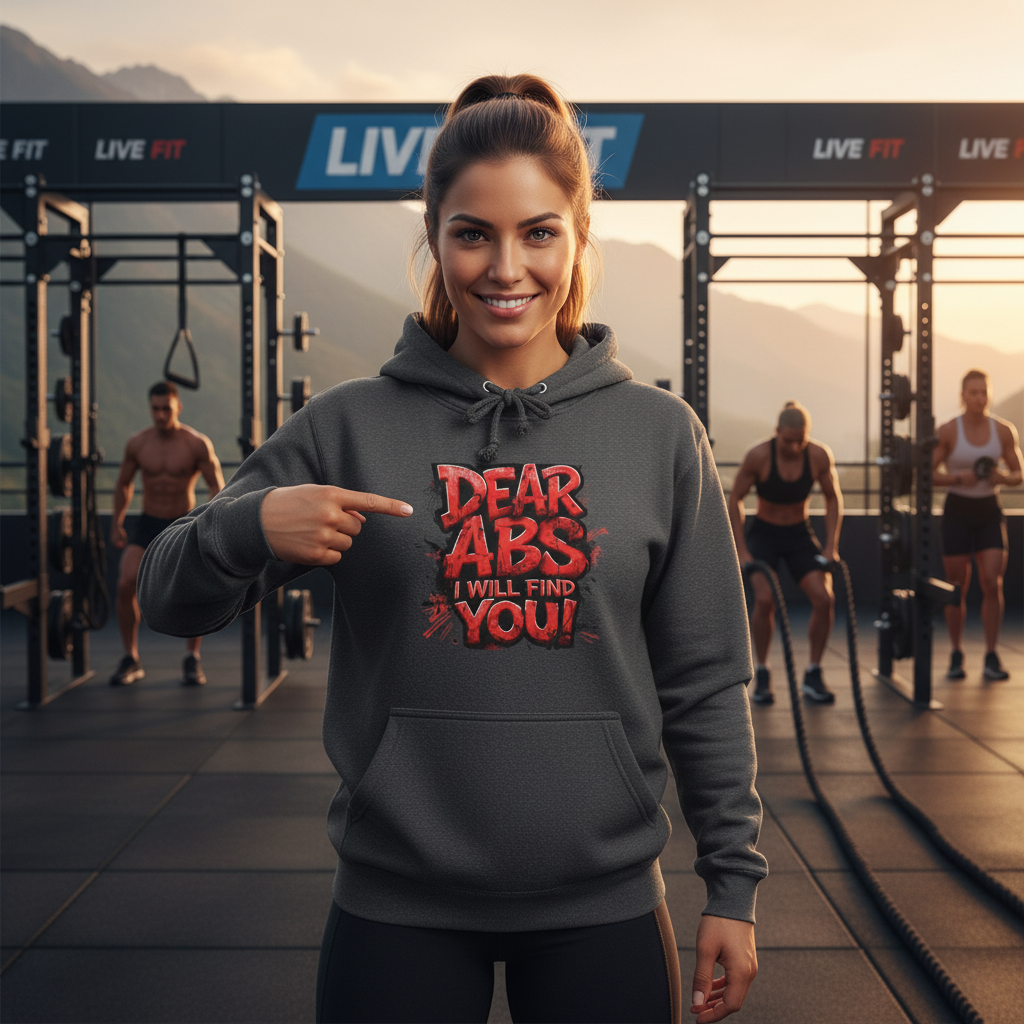 Dear Abs I Will Find You! - French Terry Hoodie - Funny Fitness Sweatshirt - Unisex S-5XL