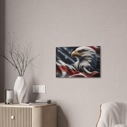 Patriotic Eagle Canvas Wall Art - American Flag Background - USA Decor