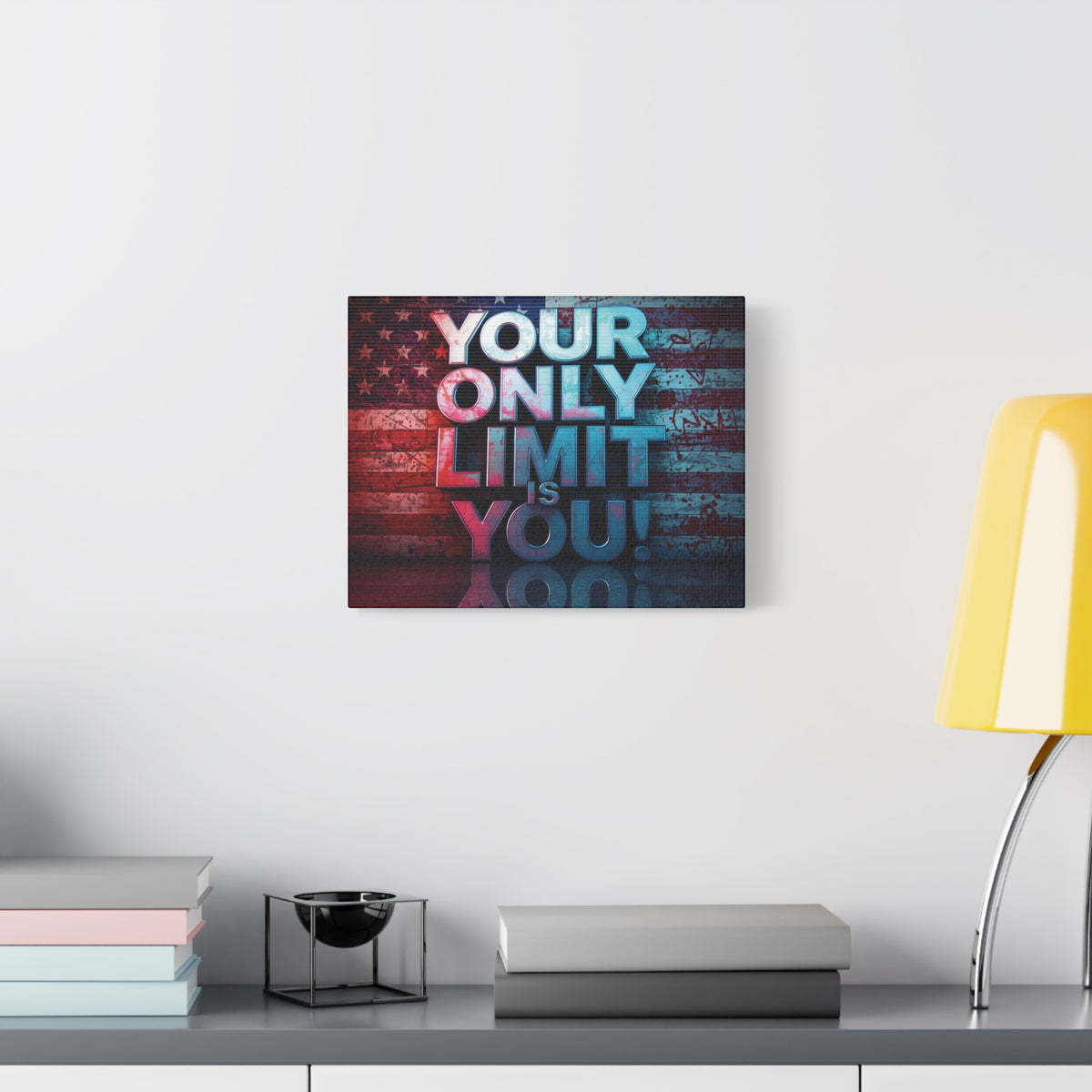 Your Only Limit Is You Canvas Wall Art - Motivational Vintage Flag Decor
