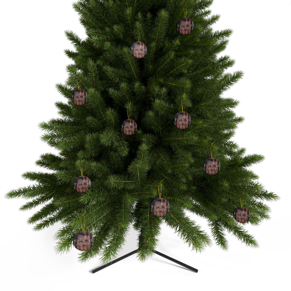 Patriotic Ceramic Ornaments - Charlie Kirk Inspired - This Is The Turning Point! - American Flag Backdrop