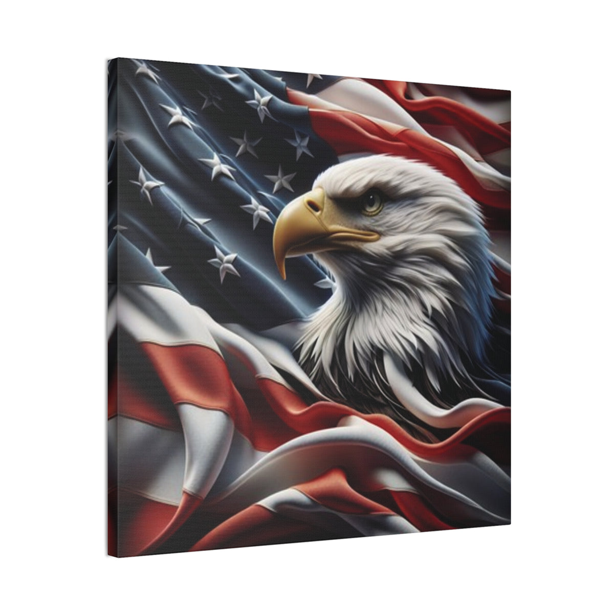 Patriotic Eagle Canvas Wall Art - American Flag Background - USA Decor