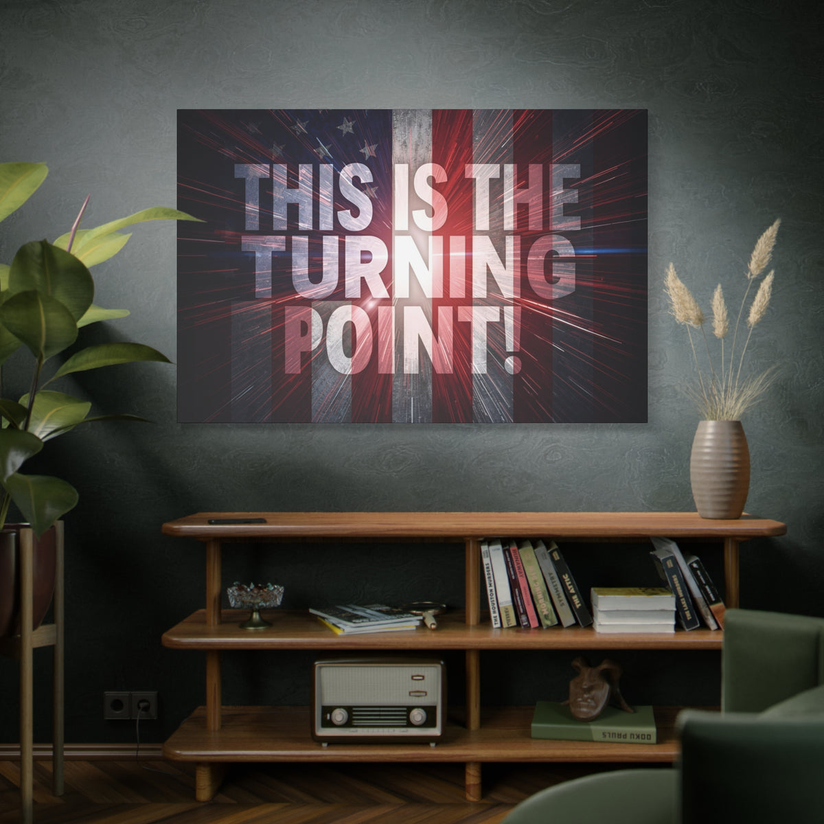 This Is The Turning Point! Canvas Wall Art - Patriotic American Flag - Red White Blue - Motivational Decor - 36 Sizes