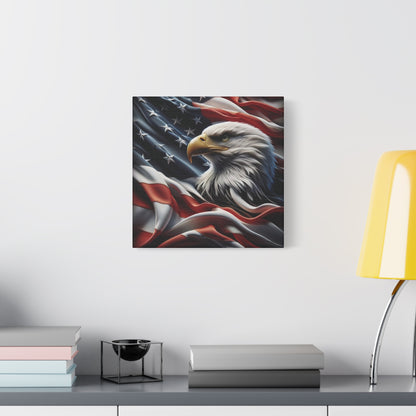 Patriotic Eagle Canvas Wall Art - American Flag Decor - Red White Blue - Gallery Wrapped - 27 Sizes - Veteran Gift