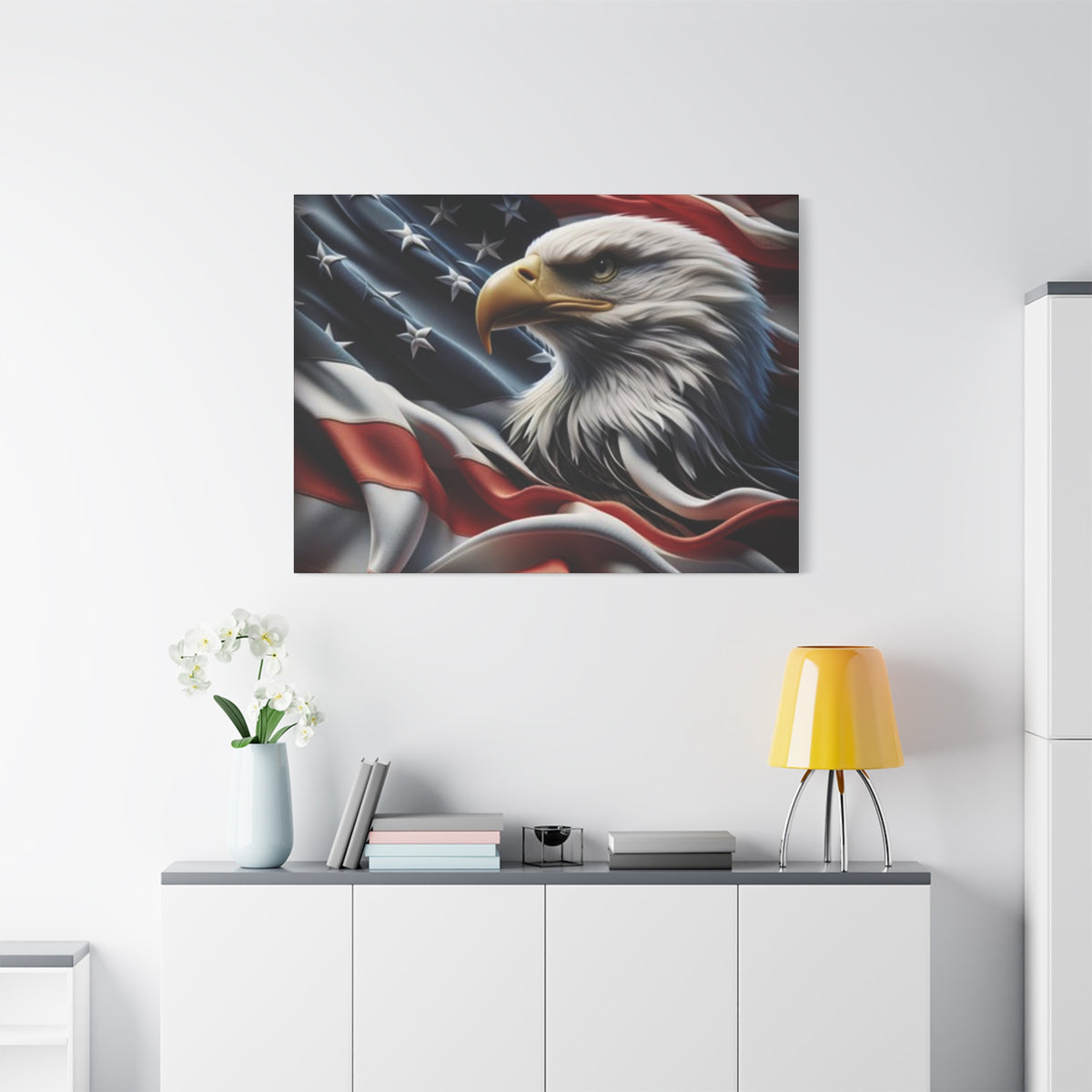 Patriotic Eagle Canvas Wall Art - American Flag Decor - Red White Blue - Gallery Wrapped - 27 Sizes - Veteran Gift