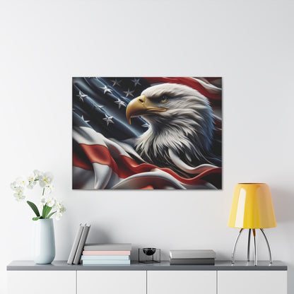 Patriotic Eagle Canvas Wall Art - American Flag Background - USA Decor