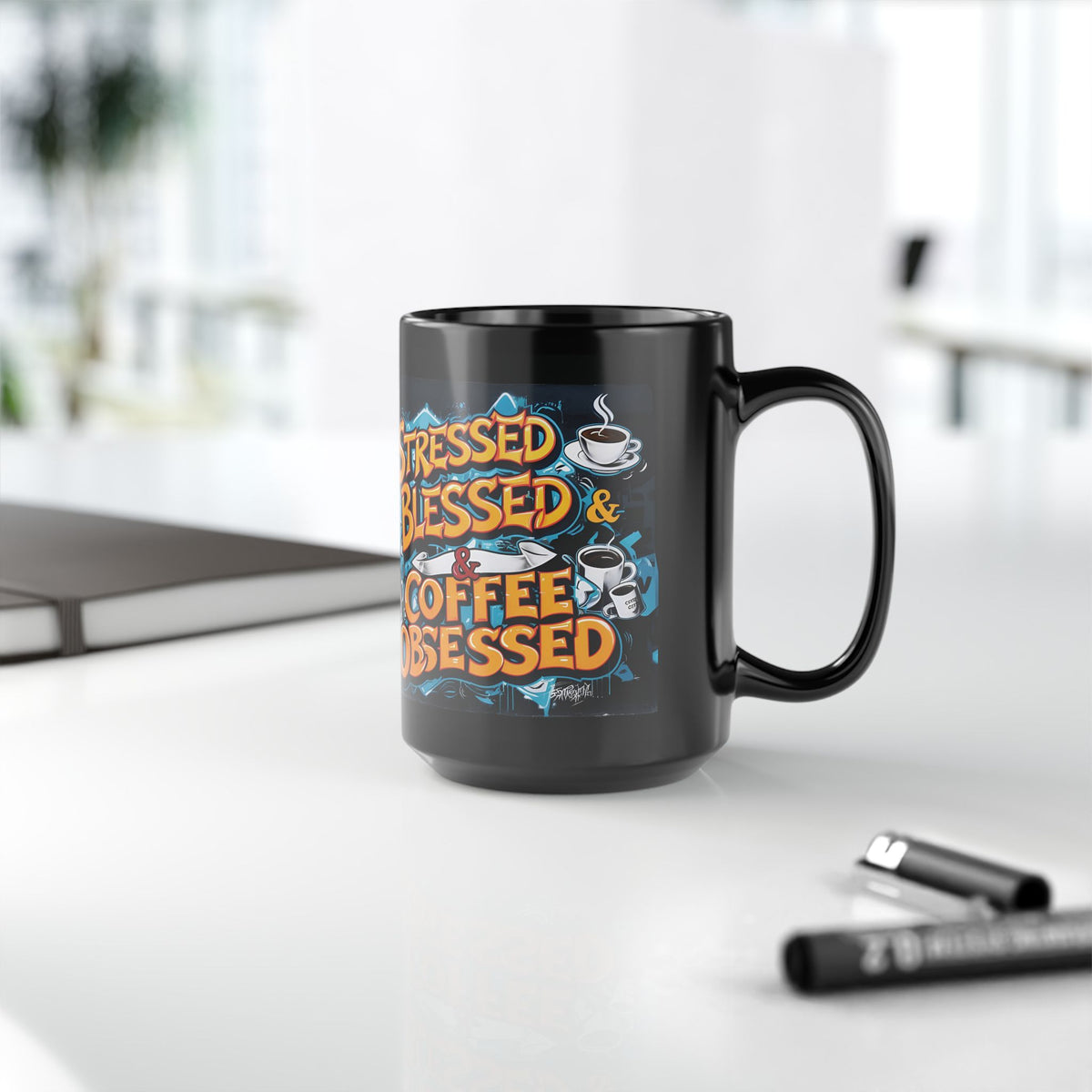 Stressed Blessed & Coffee Obsessed Travel Mug - Insulated - 11oz