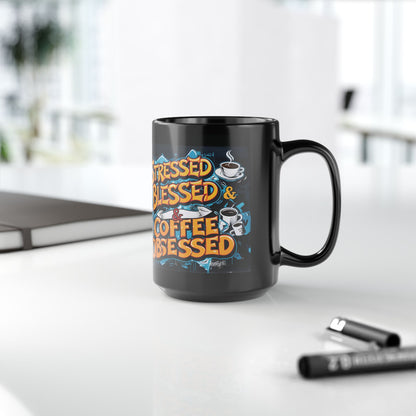 Stressed Blessed & Coffee Obsessed Travel Mug - Insulated - 11oz