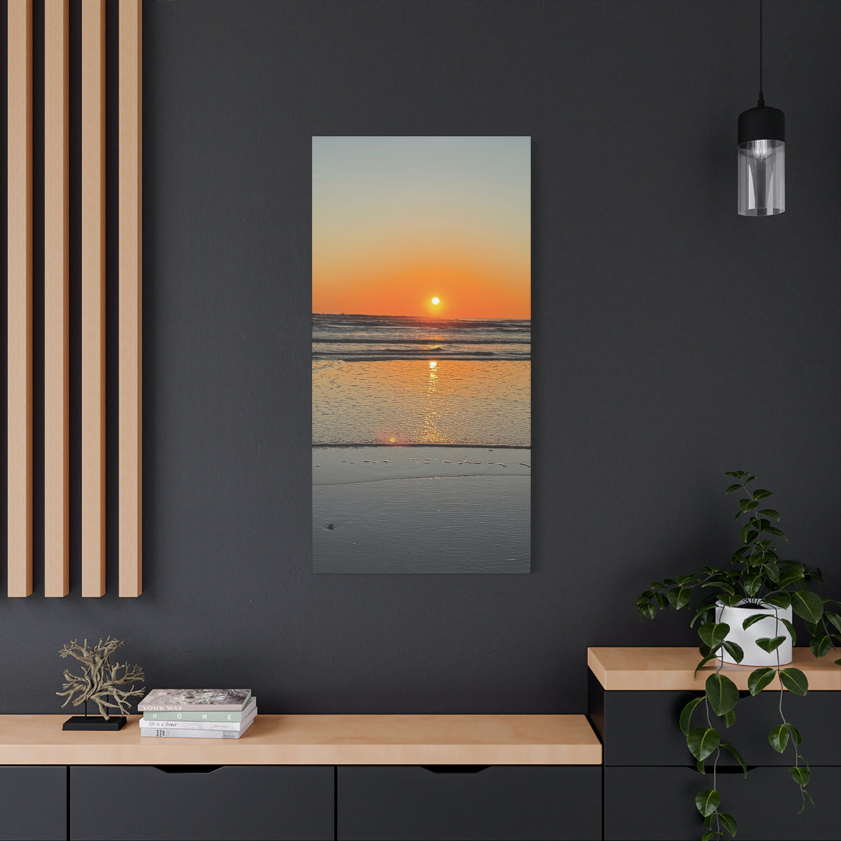Sunset Beach Canvas Print, Ocean Decor, Wall Art, Home Decor, Coastal Artwork for Living Room