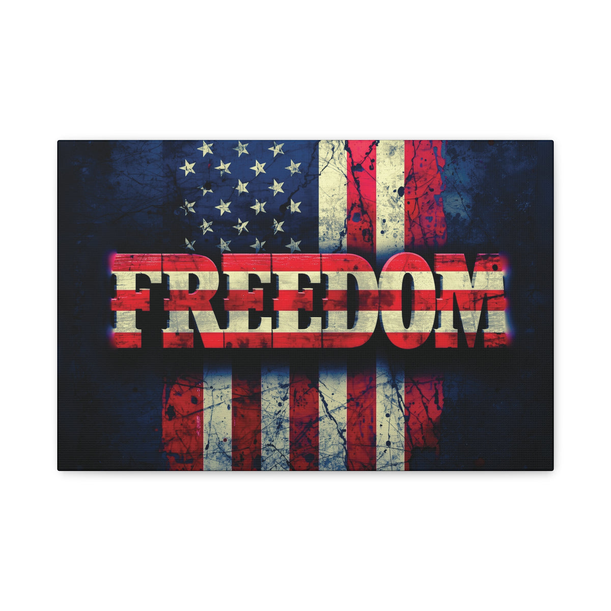 Freedom Canvas Wall Art - Patriotic Vintage American Flag - Gallery Wrapped - Red White Blue - 35 Sizes Available
