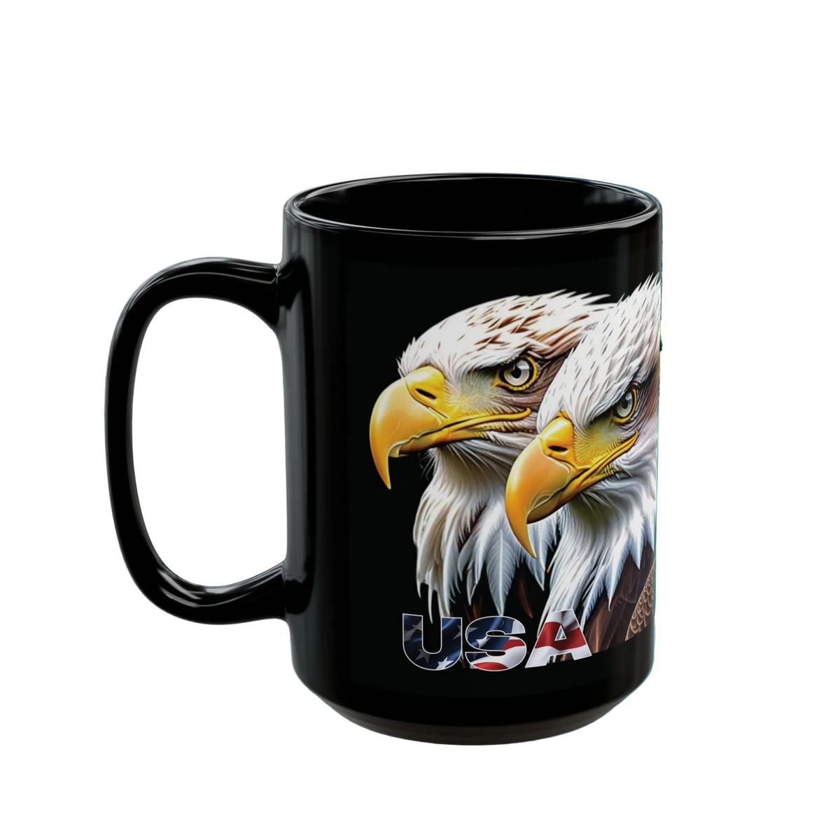 Majestic USA Bald Eagle Black Mug - Patriotic Wildlife Design - 11oz/15oz