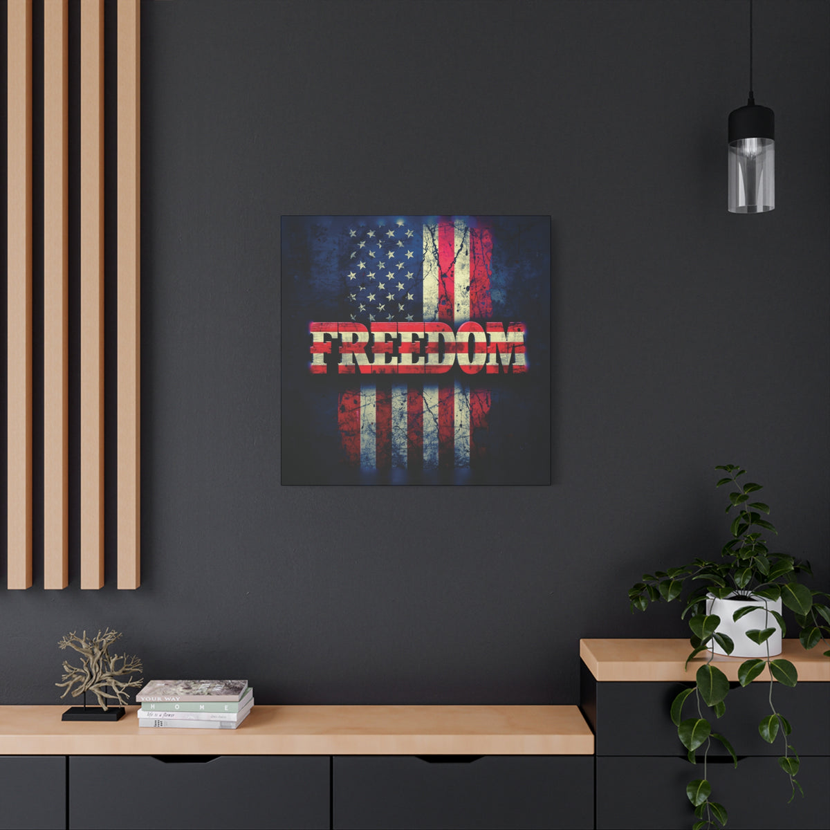 Freedom Canvas Wall Art - Patriotic Vintage American Flag - Gallery Wrapped - Red White Blue - 35 Sizes Available