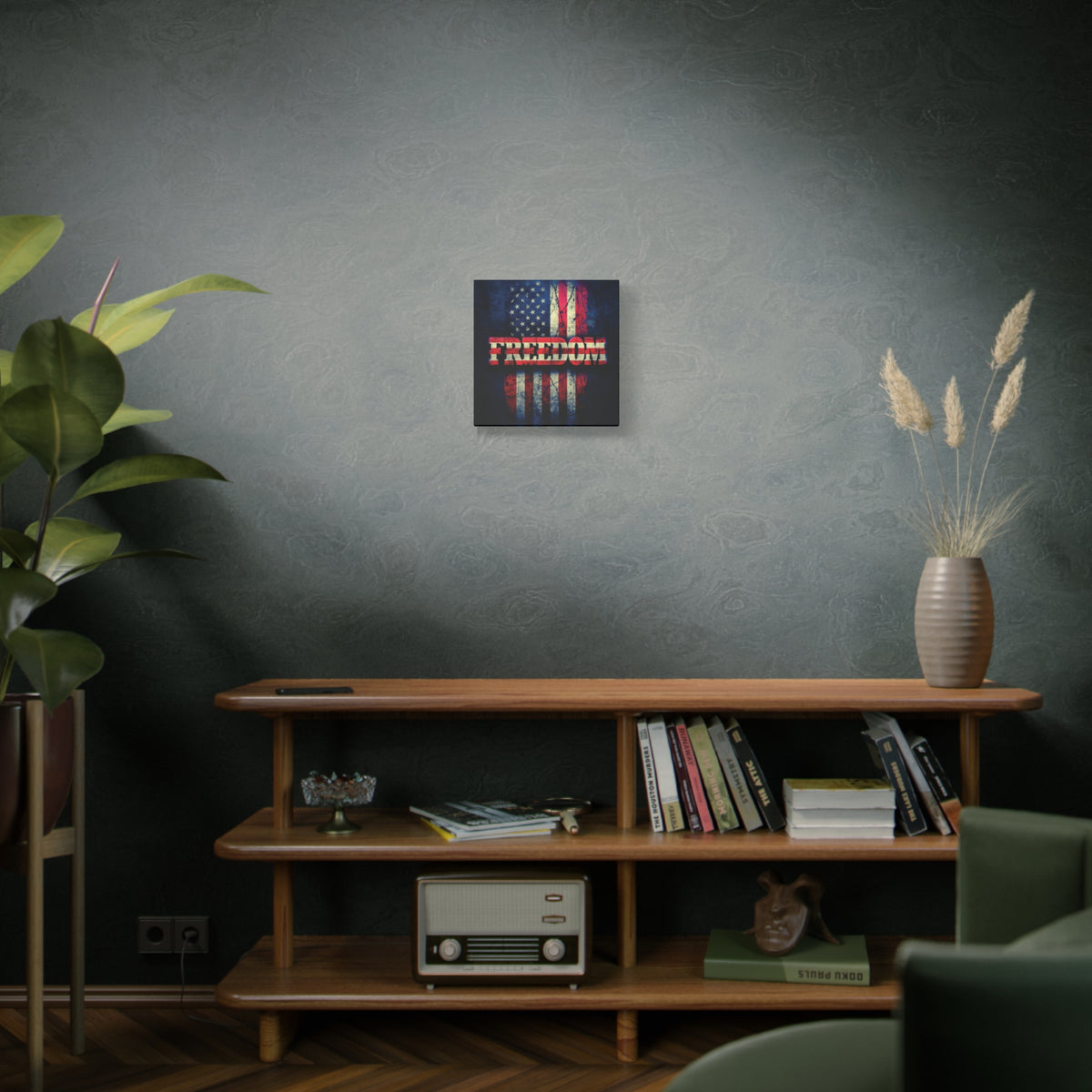 Freedom Canvas Wall Art - Patriotic Vintage American Flag - Gallery Wrapped - Red White Blue - 35 Sizes Available
