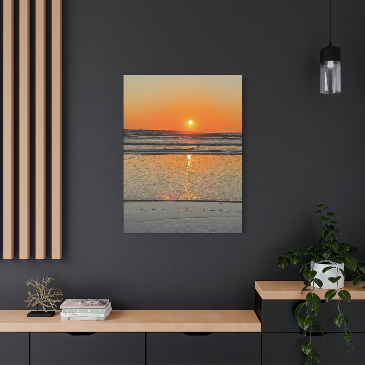 Sunset Beach Canvas Print, Ocean Decor, Wall Art, Home Decor, Coastal Artwork for Living Room