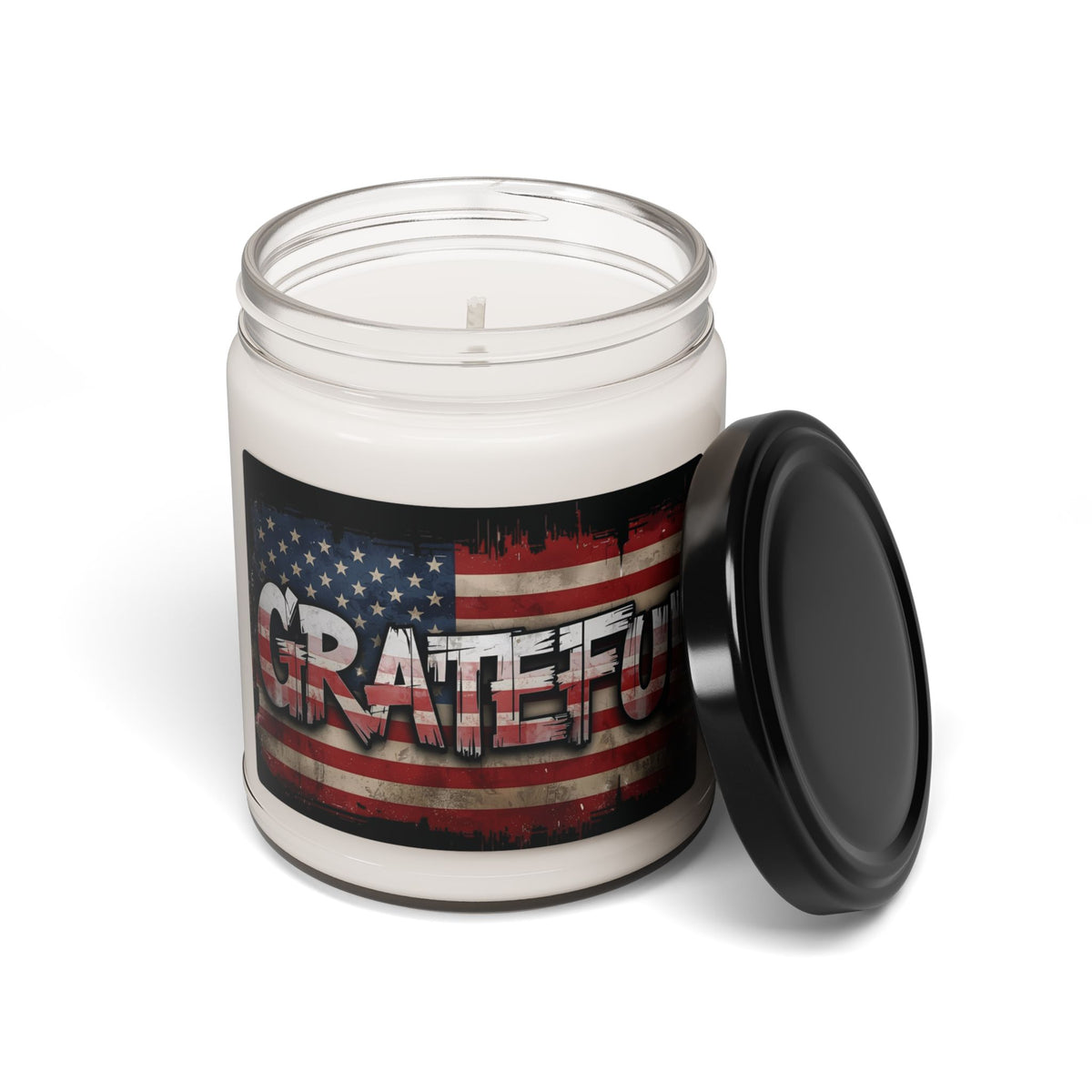 Grateful Scented Soy Candle - 9oz - Patriotic American Flag - Red White Blue - Veterans Day Independence Day Gift