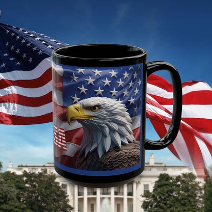 Patriotic Eagle Mug - Vintage American Flag Design - 11oz/15oz