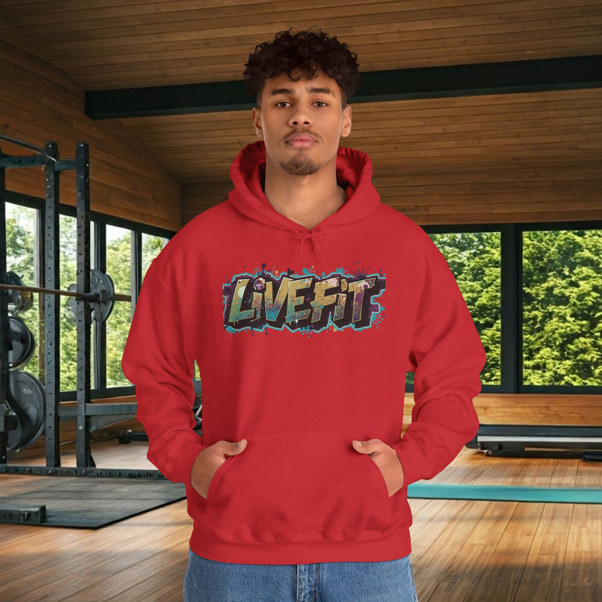 LIVE FIT Hoodie - Unisex Heavy Blend Sweatshirt - Fitness Gym Wear - Workout Apparel - S-5XL